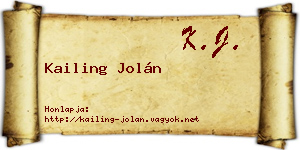 Kailing Jolán névjegykártya