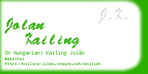 jolan kailing business card